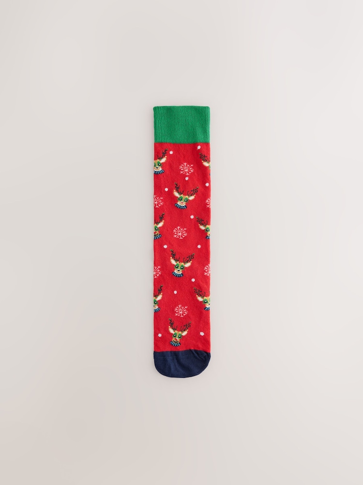 Navy/Red Sleigh all Day Reindeer Christmas Socks 2 Pack - Image 2 of 6 Navy/Red Sleigh all Day Reindeer Christmas Socks 2 Pack - Image 2 of 6