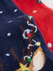 Navy/Red Sleigh all Day Reindeer Christmas Socks 2 Pack - Image 5 of 6