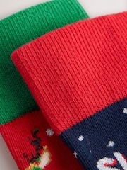 Navy/Red Sleigh all Day Reindeer Christmas Socks 2 Pack - Image 6 of 6