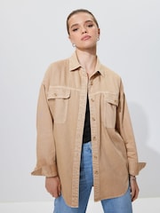 Neutral Oversized Denim Shirt - Image 1 of 4