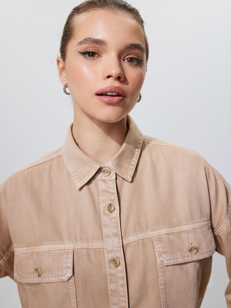 Neutral Oversized Denim Shirt - Image 4 of 4