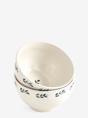 Set of 2 White Christmas Mistletoe Bowls - Image 1 of 3
