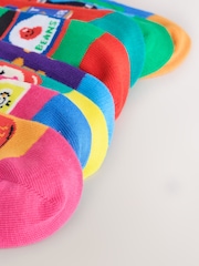 Bright Blue/Yellow/Pink Sauces Pattern Fun Socks 8 Pack - Image 11 of 11