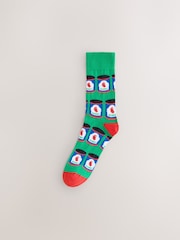 Bright Blue/Yellow/Pink Sauces Pattern Fun Socks 8 Pack - Image 4 of 11