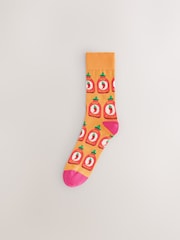 Bright Blue/Yellow/Pink Sauces Pattern Fun Socks 8 Pack - Image 8 of 11