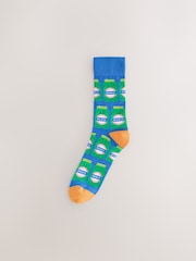 Bright Blue/Yellow/Pink Sauces Pattern Fun Socks 8 Pack - Image 9 of 11
