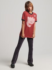 Superdry Red 100% Cotton Ringspun Allstars KB Graphic Boyfriend T-Shirt - Image 1 of 4