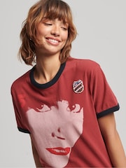 Superdry Red 100% Cotton Ringspun Allstars KB Graphic Boyfriend T-Shirt - Image 3 of 4