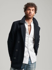 Superdry 100% Cotton Merchant Moleskin Pea Coat - Image 1 of 3