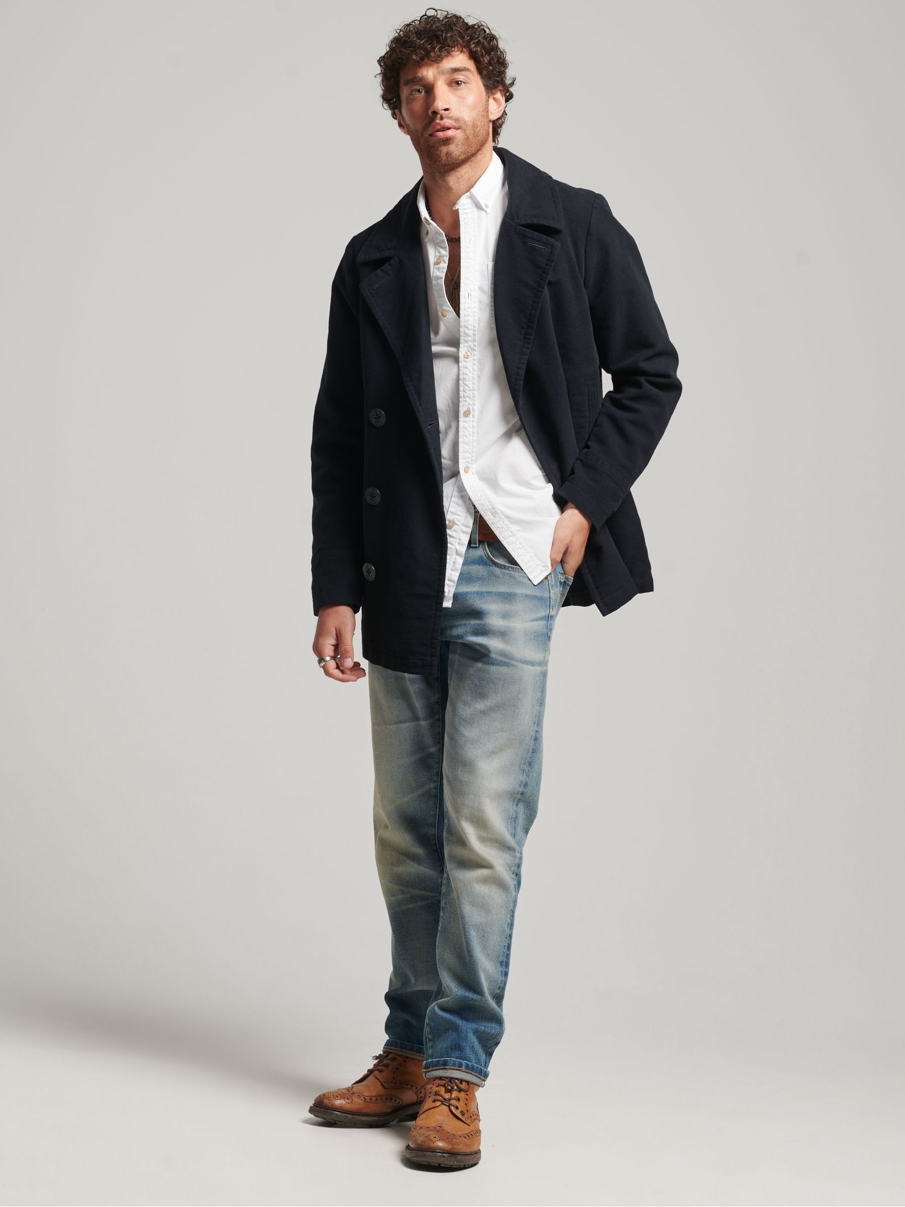 Superdry new merchant pea coat cheap