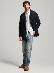 Superdry 100% Cotton Merchant Moleskin Pea Coat - Image 2 of 3