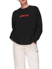 Whistles Black Logo Cherie 100% Cotton Sweatshirt - Image 1 of 4