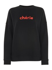 Whistles Black Logo Cherie 100% Cotton Sweatshirt - Image 4 of 4