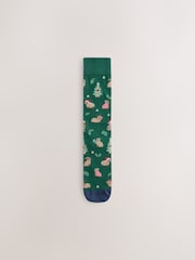 Green/ Grey Capybara Christmas Socks 2 Pack - Image 3 of 5