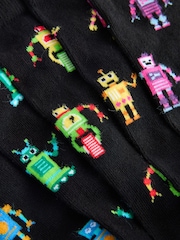 Black Neon Robots Pattern Socks 5 Pack - Image 2 of 8