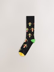 Black Neon Robots Pattern Socks 5 Pack - Image 5 of 8