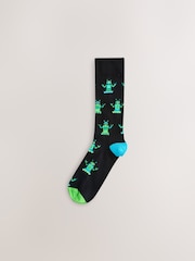 Black Neon Robots Pattern Socks 5 Pack - Image 6 of 8