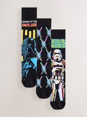 Black Star Wars Pattern Socks 3 Pack - Image 1 of 6