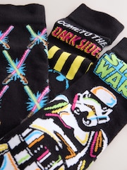 Black Star Wars Pattern Socks 3 Pack - Image 5 of 6