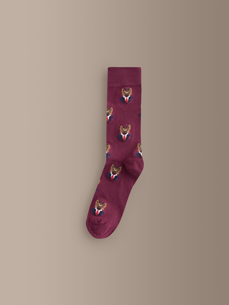 Rich Blue/ Orange Smart Animals Pattern Modal Signature Socks 4 Pack - Image 2 of 7 Rich Blue/ Orange Smart Animals Pattern Modal Signature Socks 4 Pack - Image 2 of 7