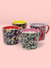 Eleanor Bowmer Set of 4 Red Leopard Print Mugs - Image 2 of 2