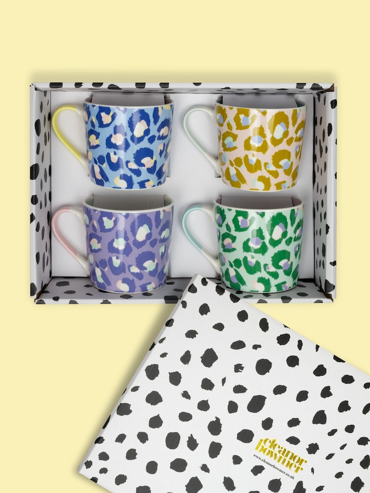 Eleanor Bowmer Set of 4 Pastel Leopard Print Mugs - Image 1 of 2