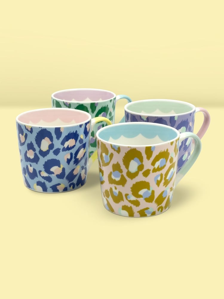 Eleanor Bowmer Set of 4 Pastel Leopard Print Mugs - Image 2 of 2