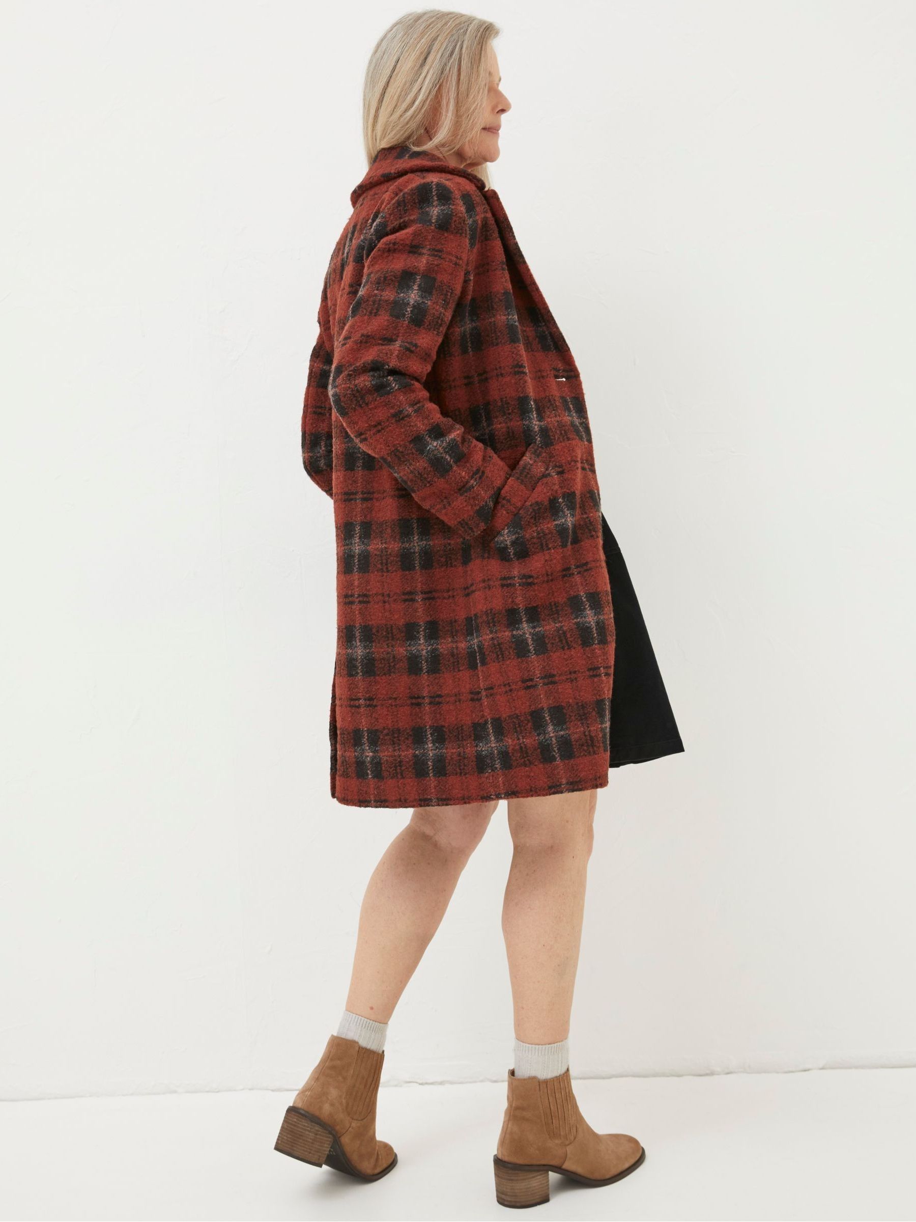 Buy FatFace Red Tanya Wool Blend Check Coat from Next Luxembourg