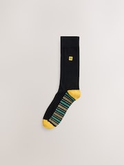 Black Bright Stripe Footbed Embroidered Lasting Fresh  N Logo Heel Socks 5 Pack - Image 3 of 9