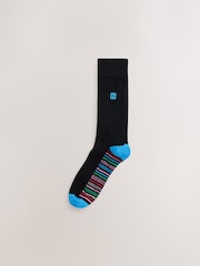 Black Bright Stripe Footbed Embroidered Lasting Fresh  N Logo Heel Socks 5 Pack - Image 4 of 9
