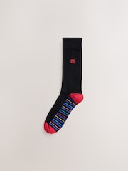 Black Bright Stripe Footbed Embroidered Lasting Fresh  N Logo Heel Socks 5 Pack - Image 5 of 9