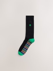 Black Bright Stripe Footbed Embroidered Lasting Fresh  N Logo Heel Socks 5 Pack - Image 6 of 9
