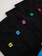 Black Bright Stripe Footbed Embroidered Lasting Fresh  N Logo Heel Socks 5 Pack - Image 8 of 9