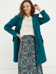 FatFace Green Juno Waterproof Longline Coat - Image 1 of 4