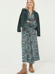 FatFace Green Suzie Suede Biker Jacket - Image 4 of 6