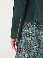 FatFace Green Suzie Suede Biker Jacket - Image 6 of 6