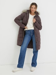 FatFace Purple Sienna Quilted Mid Length Coat - Image 1 of 5