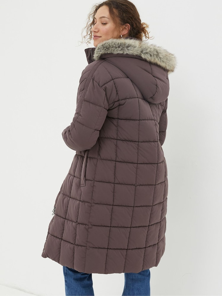 FatFace Purple Sienna Quilted Mid Length Coat - Image 2 of 5
