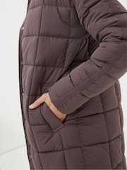 FatFace Purple Sienna Quilted Mid Length Coat - Image 4 of 5
