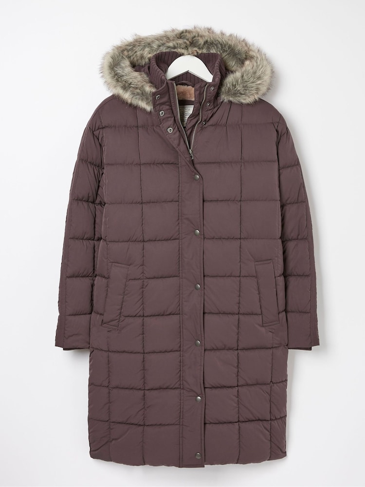 FatFace Purple Sienna Quilted Mid Length Coat - Image 5 of 5