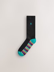 Black Bright Stripe Footbed Cushioned Sole Comfort Socks 10 Pack - Image 10 of 14