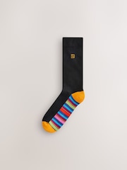 Black Bright Stripe Footbed Cushioned Sole Comfort Socks 10 Pack - Image 11 of 14