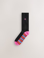 Black Bright Stripe Footbed Cushioned Sole Comfort Socks 10 Pack - Image 12 of 14