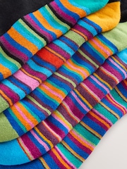 Black Bright Stripe Footbed Cushioned Sole Comfort Socks 10 Pack - Image 13 of 14