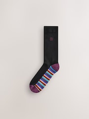 Black Bright Stripe Footbed Cushioned Sole Comfort Socks 10 Pack - Image 3 of 14
