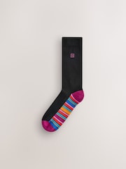 Black Bright Stripe Footbed Cushioned Sole Comfort Socks 10 Pack - Image 4 of 14