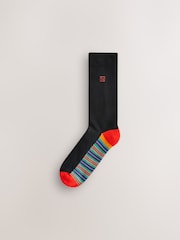 Black Bright Stripe Footbed Cushioned Sole Comfort Socks 10 Pack - Image 5 of 14
