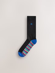 Black Bright Stripe Footbed Cushioned Sole Comfort Socks 10 Pack - Image 6 of 14
