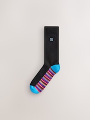 Black Bright Stripe Footbed Cushioned Sole Comfort Socks 10 Pack - Image 7 of 14