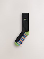 Black Bright Stripe Footbed Cushioned Sole Comfort Socks 10 Pack - Image 8 of 14